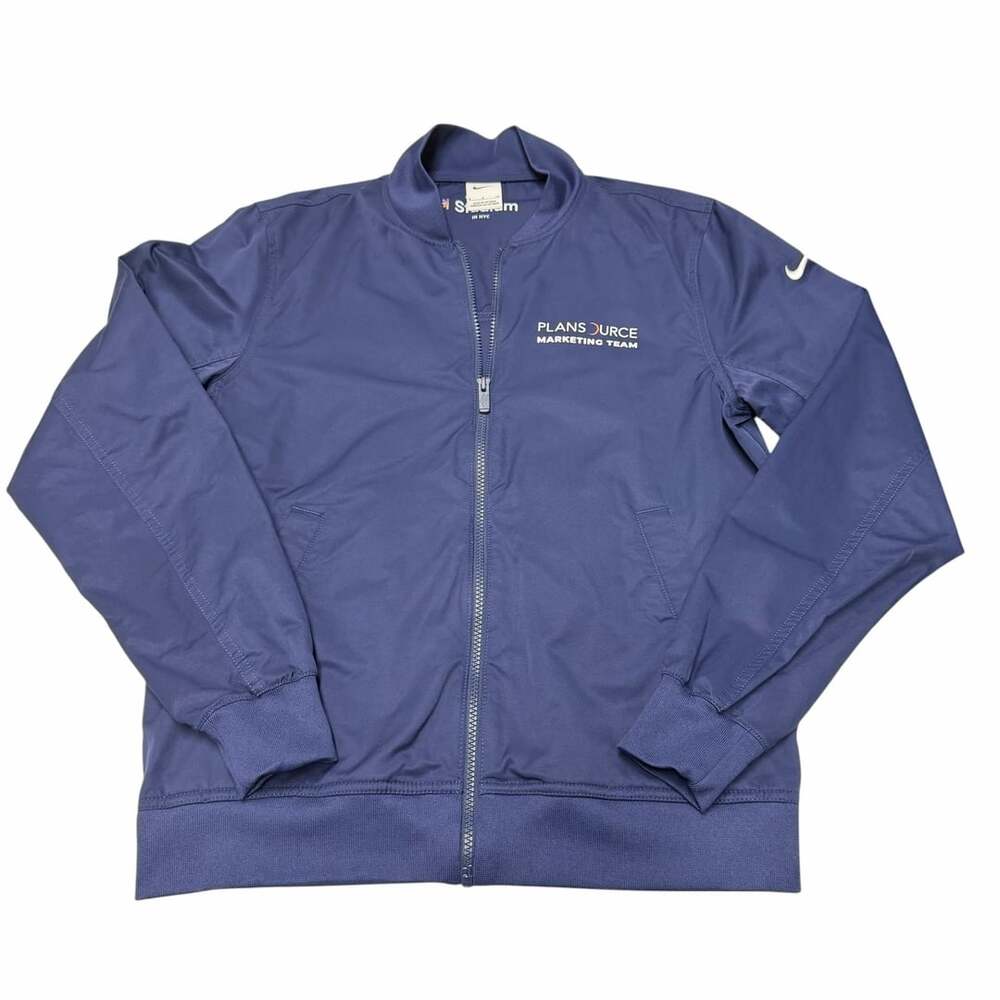 Nike Stadium NYC Plansource Marketing Team Bomber Jacket Navy Blue Small
